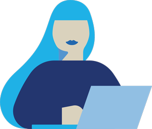 illustration woman with laptop