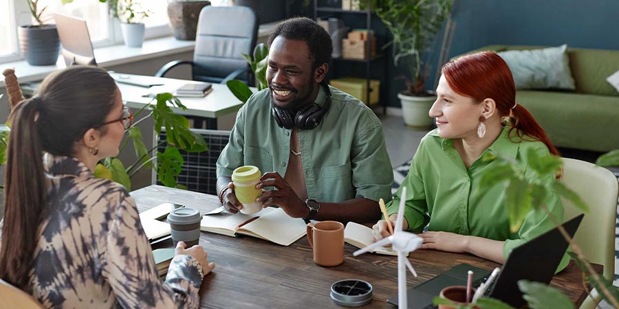 Diverse Business Team in Green Eco Friendly Office