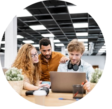 young team working together