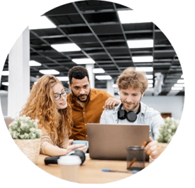 young team working together