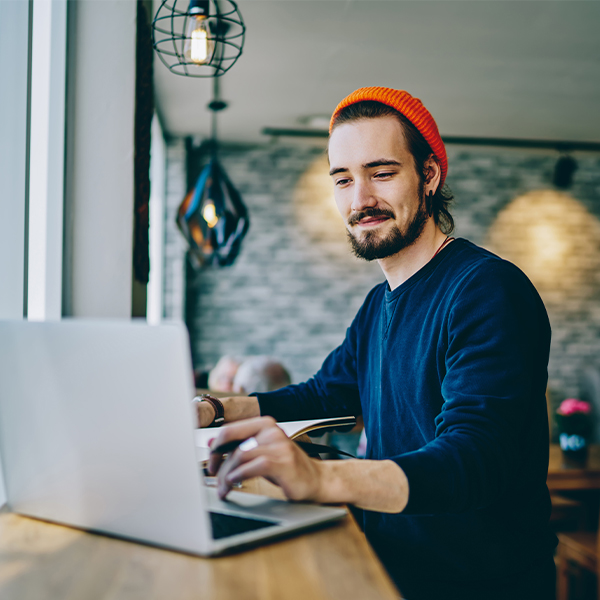 Young man working on his laptop