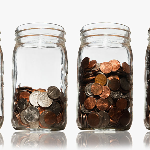 coins in jars