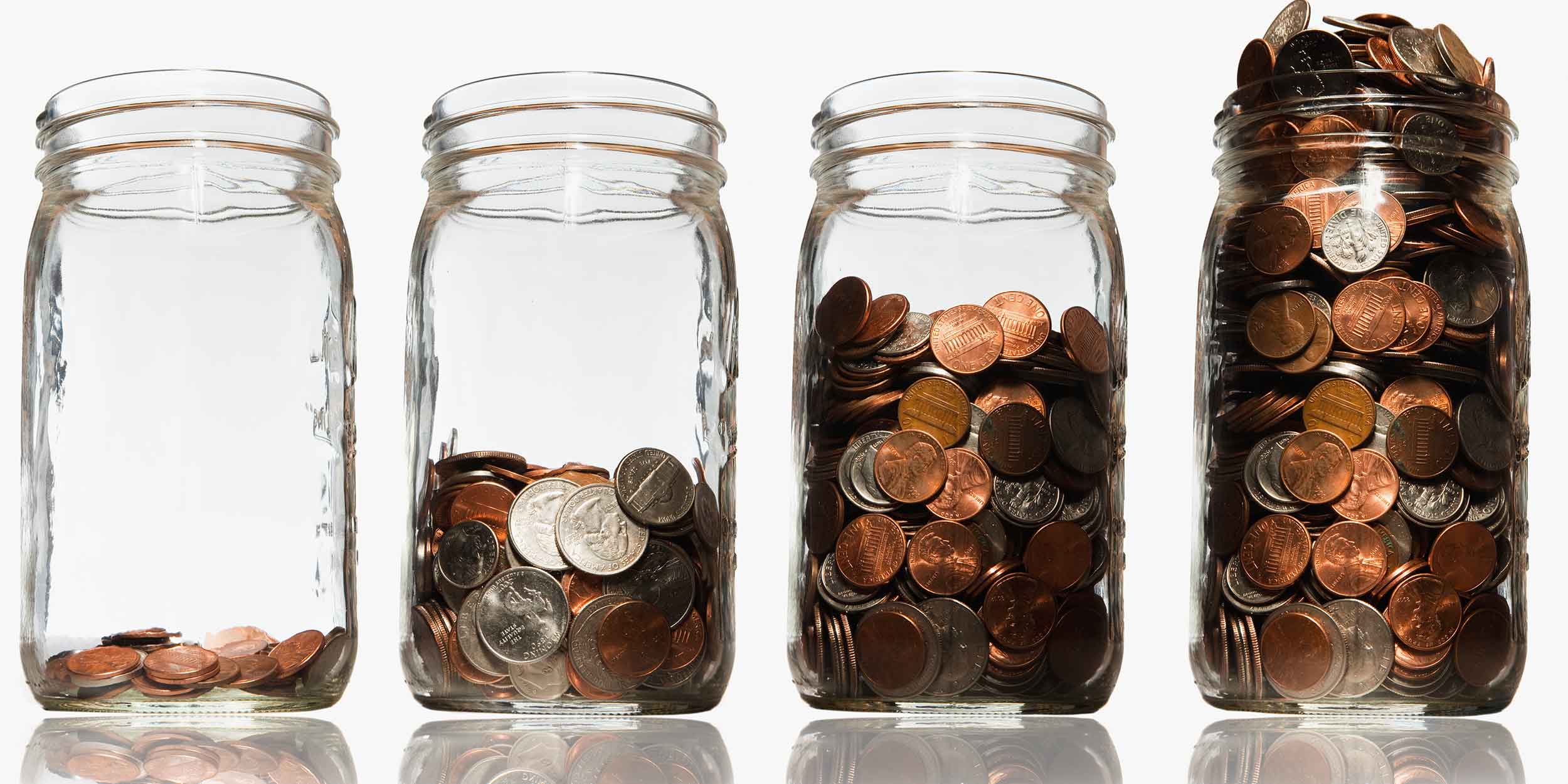 coins in jars
