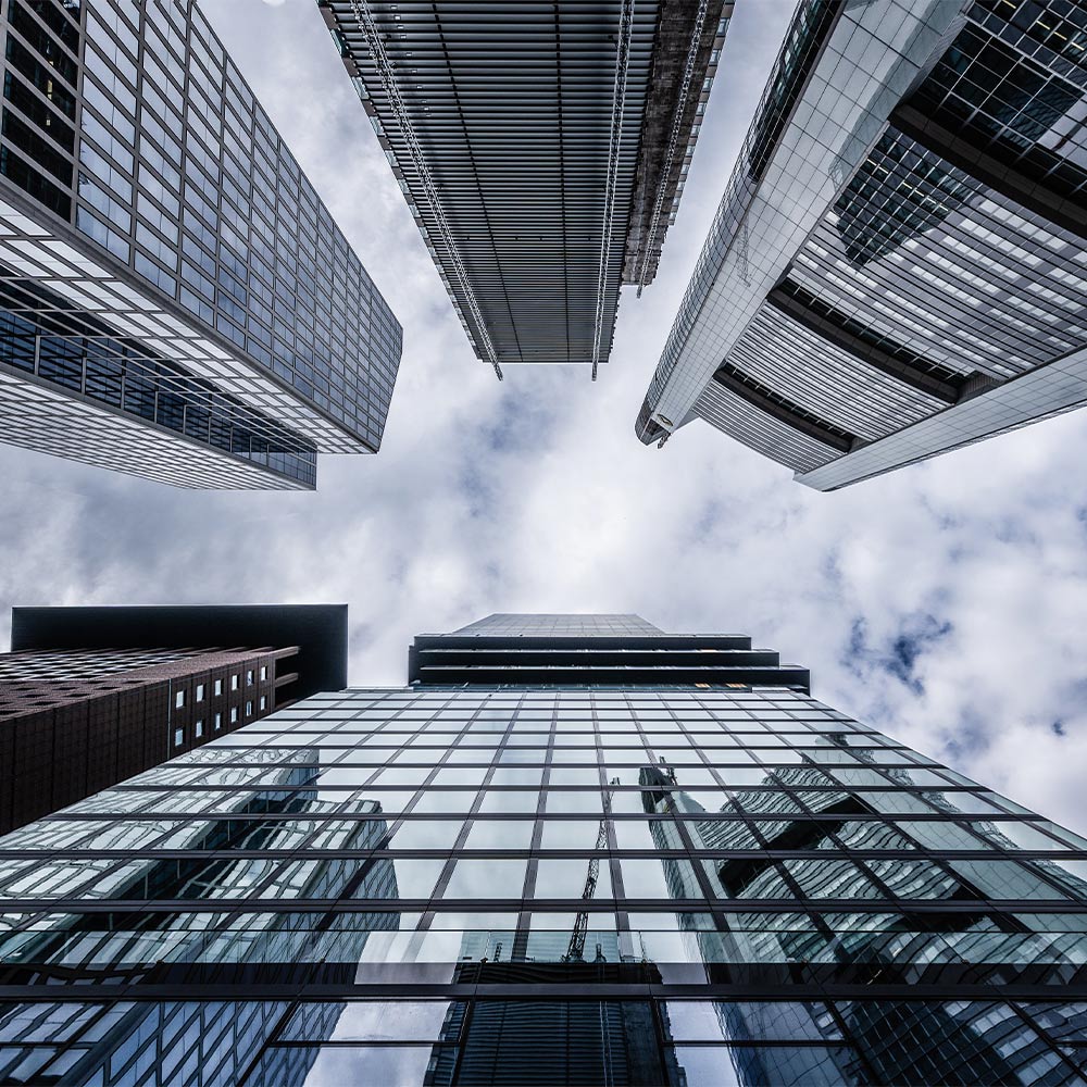 skyscrapers seen from below