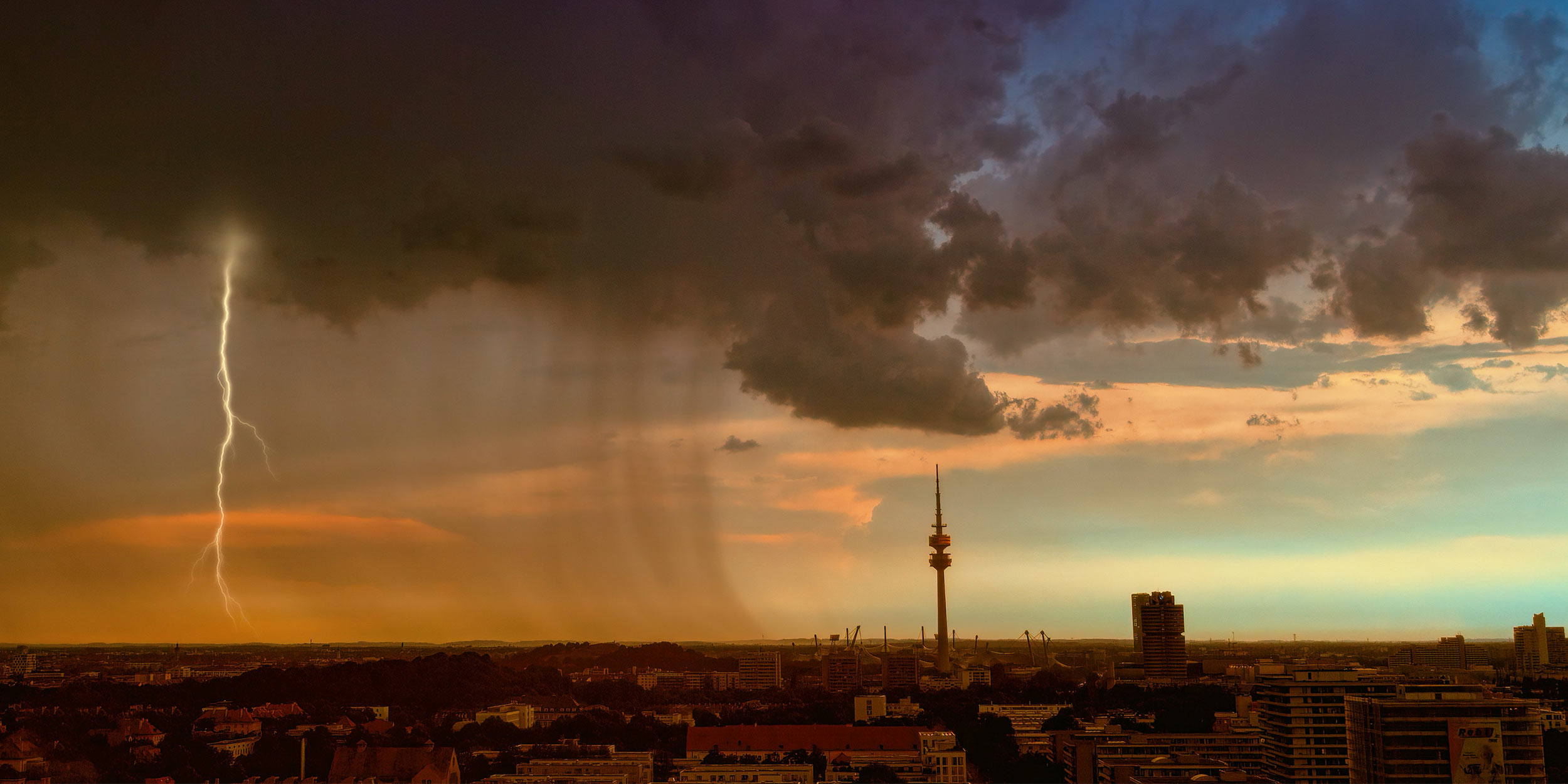 lightning over a city