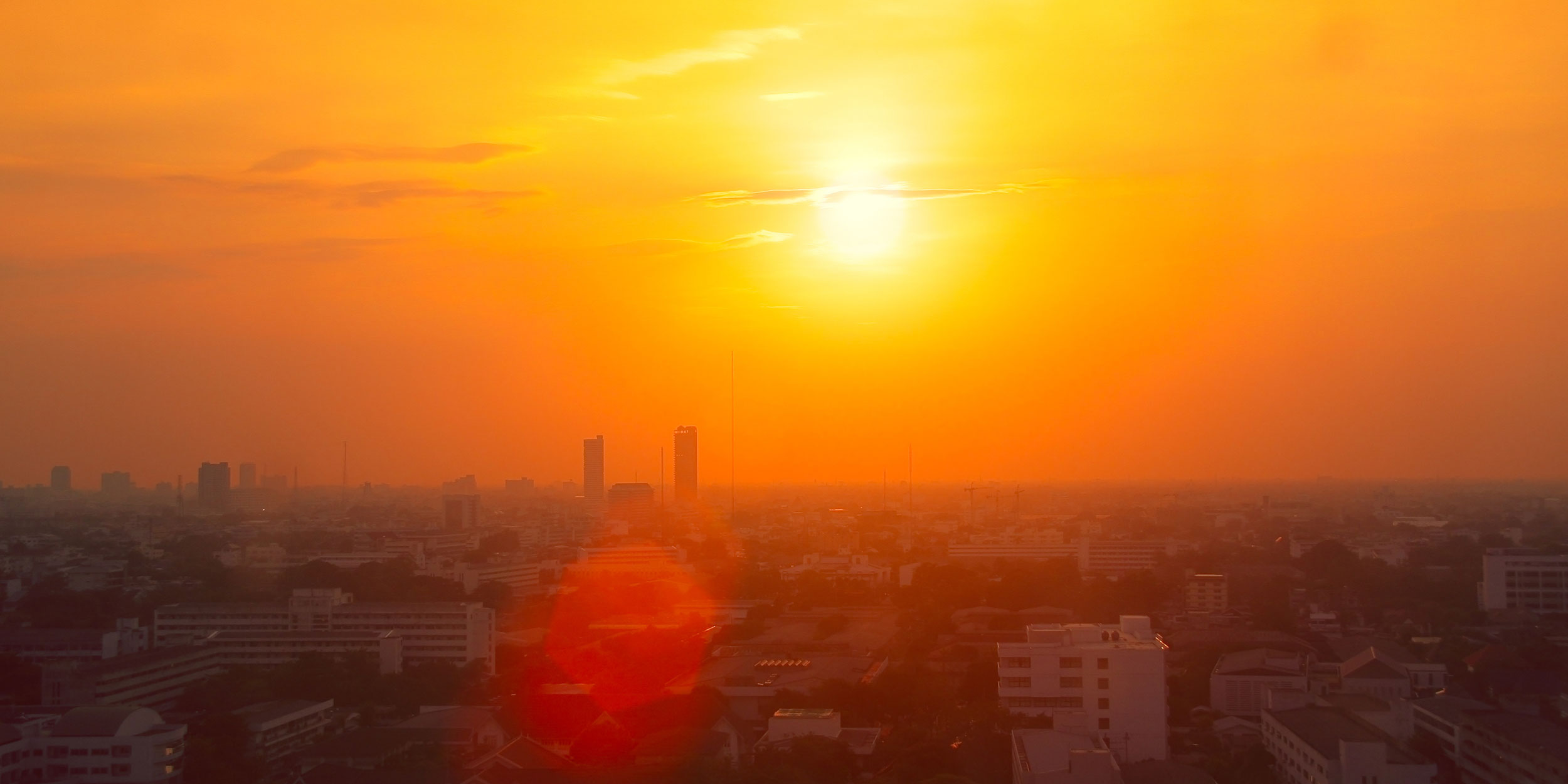 sunset in the city