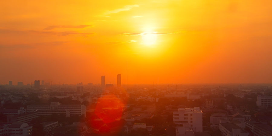 sunset in the city