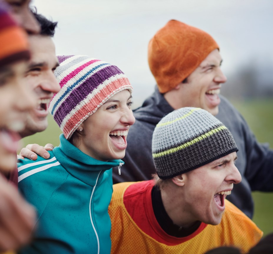 group of people laughing