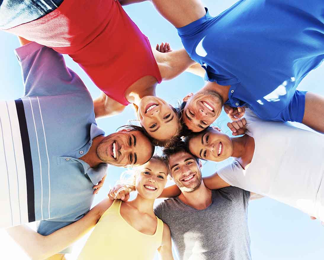 group of young adults in a circle