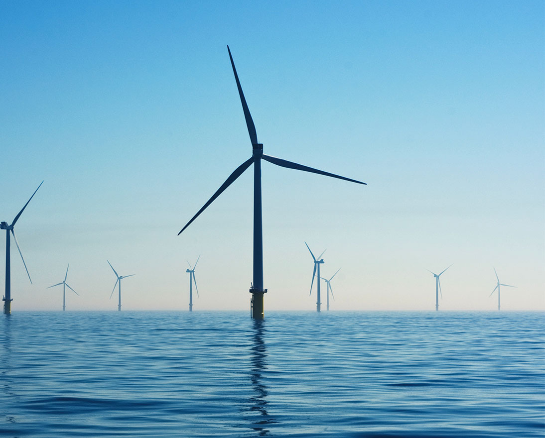 wind turbines in the sea