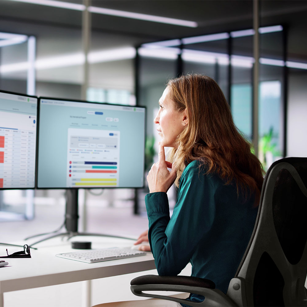 woman working at a computer