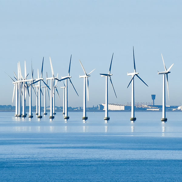 Offshore wind turbines on the coast