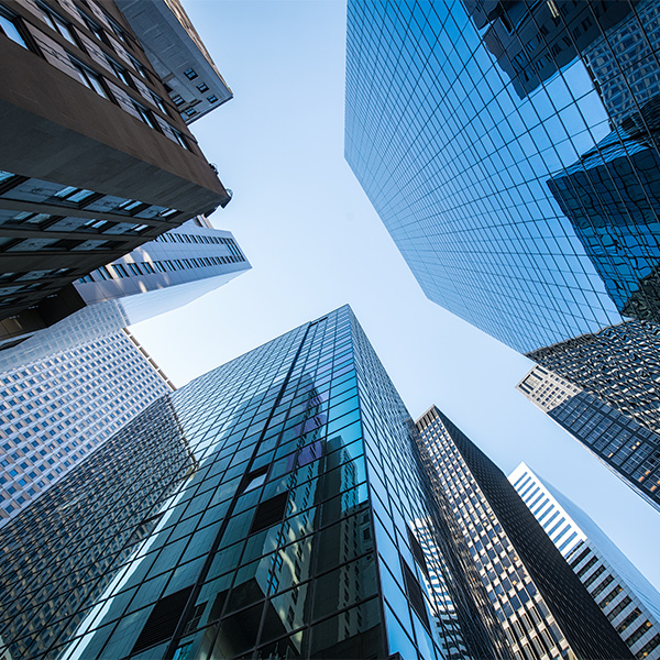 office buildings seen from below