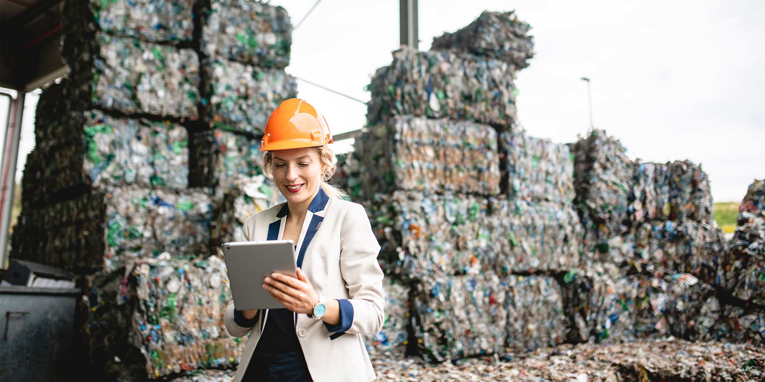 female environmental expert using digital tablet