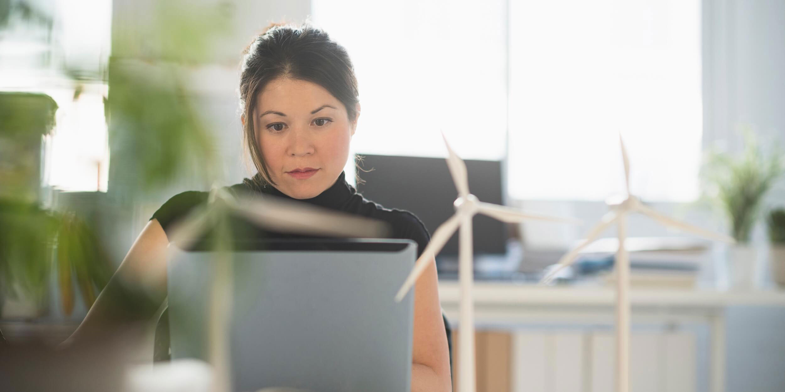 woman working on laptop