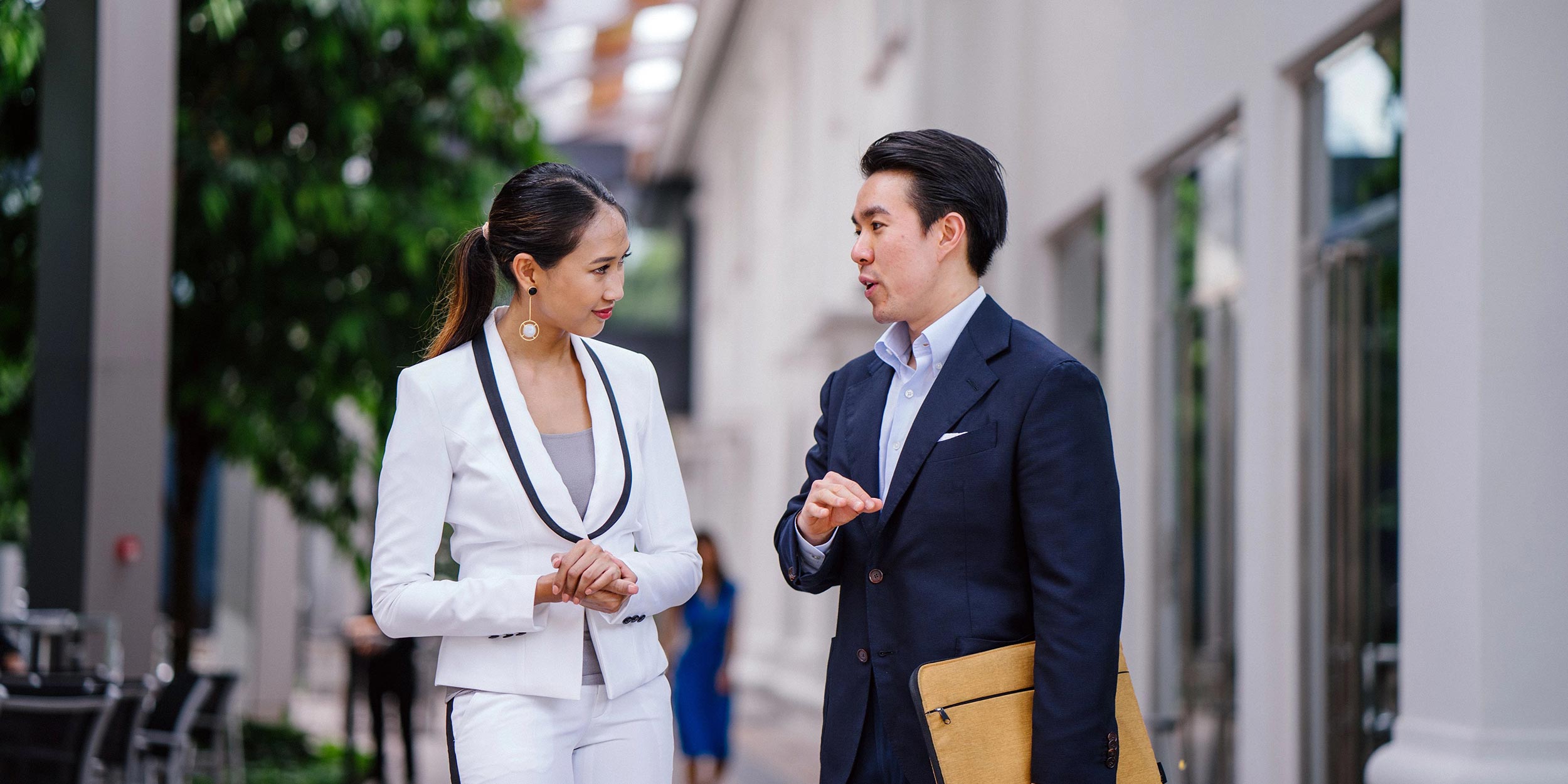 two business people talking