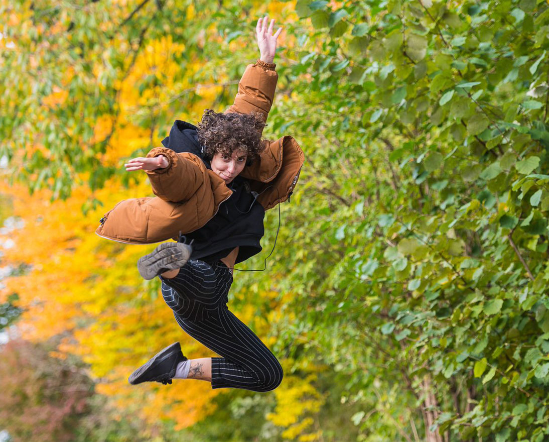woman jumping in the air