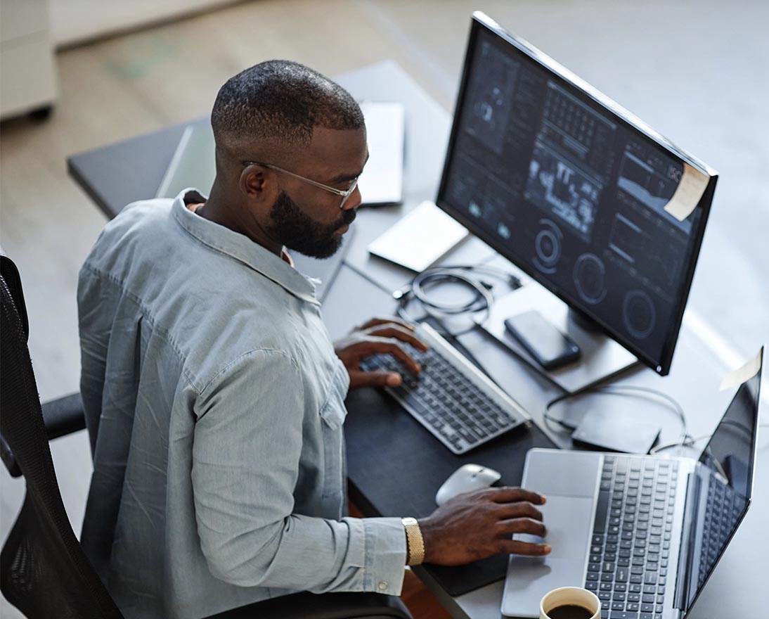 man working on the laptop