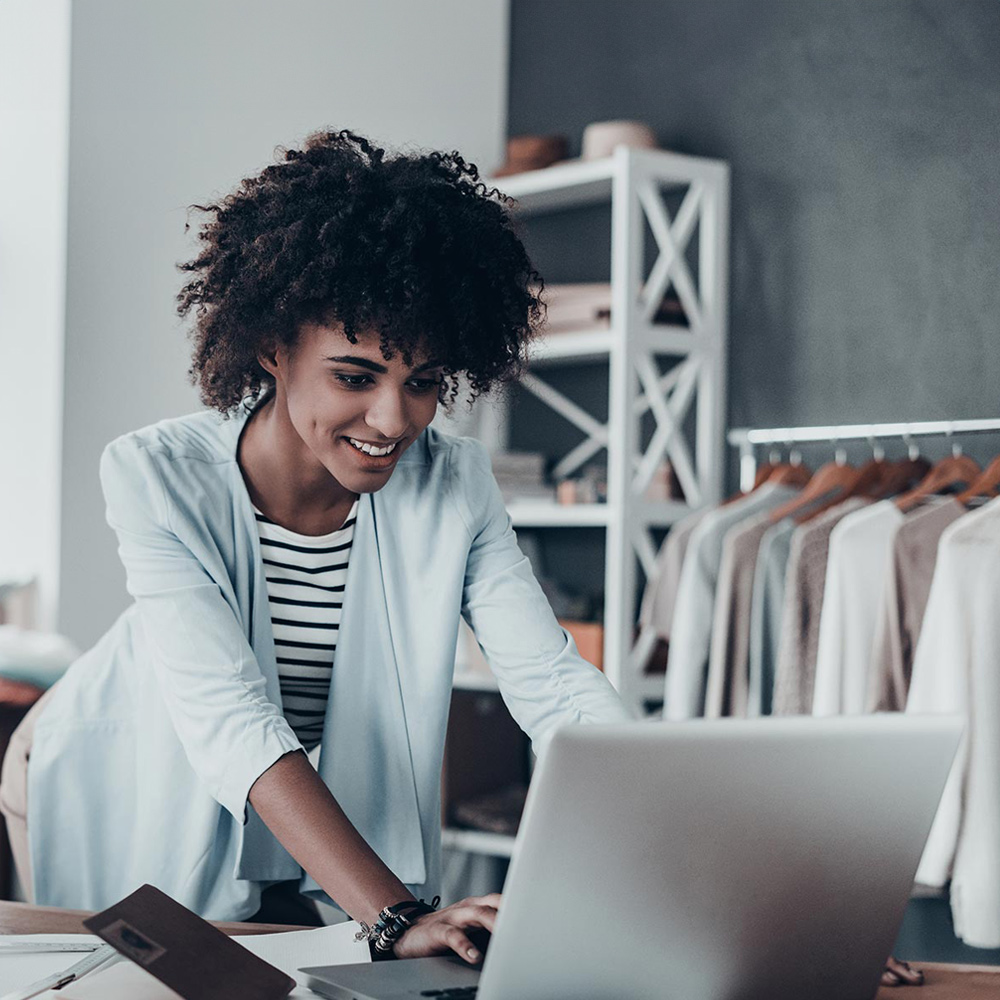 woman working on laptop