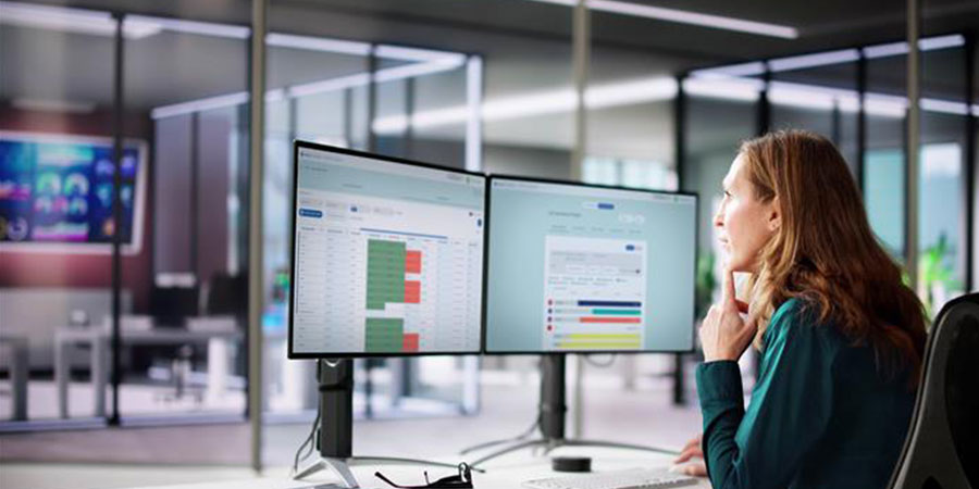 woman working at a computer