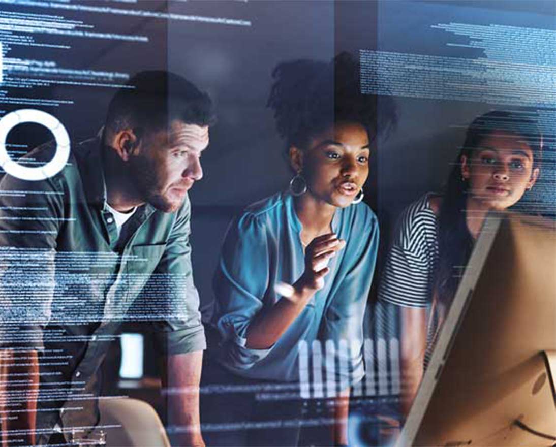 team working on computer