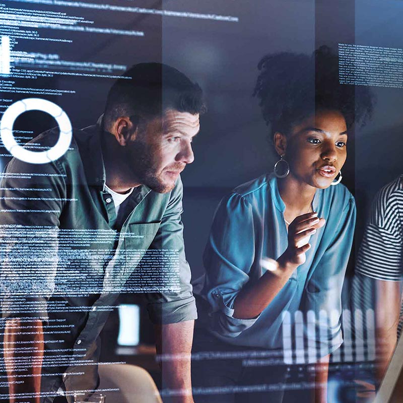 team working on computer