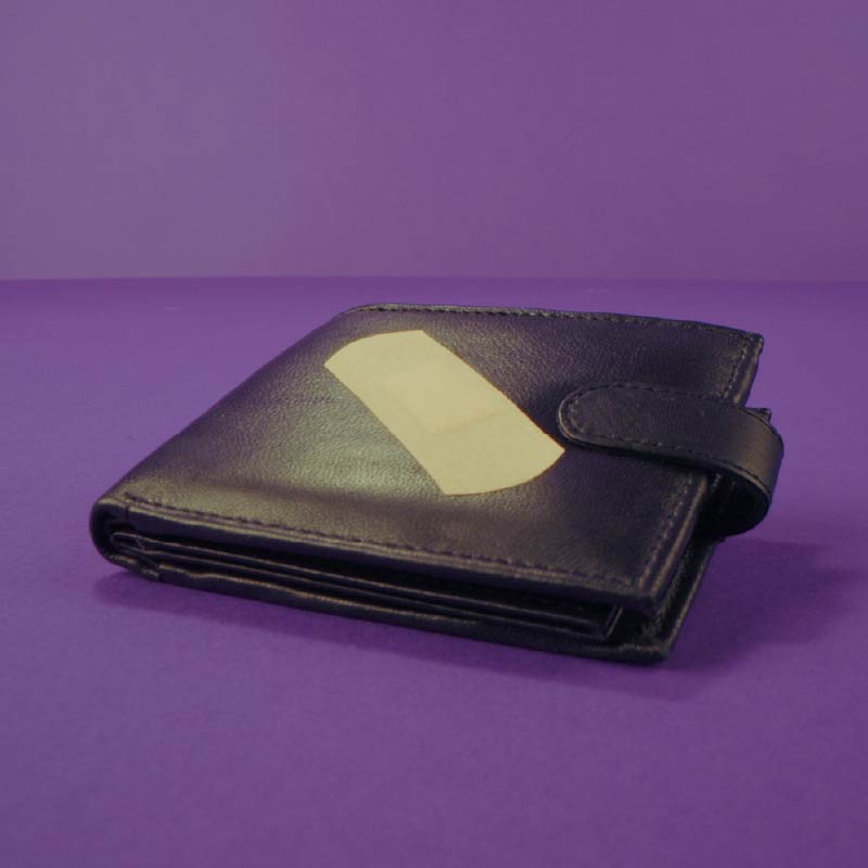 Wallet with bandaid