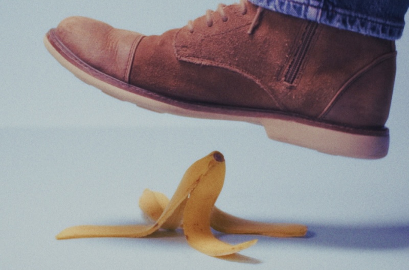 Foot slipping on banana