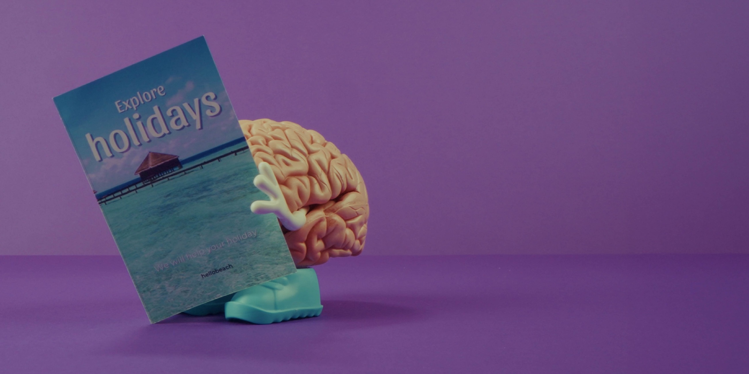 Brain holiding a holiday brochure