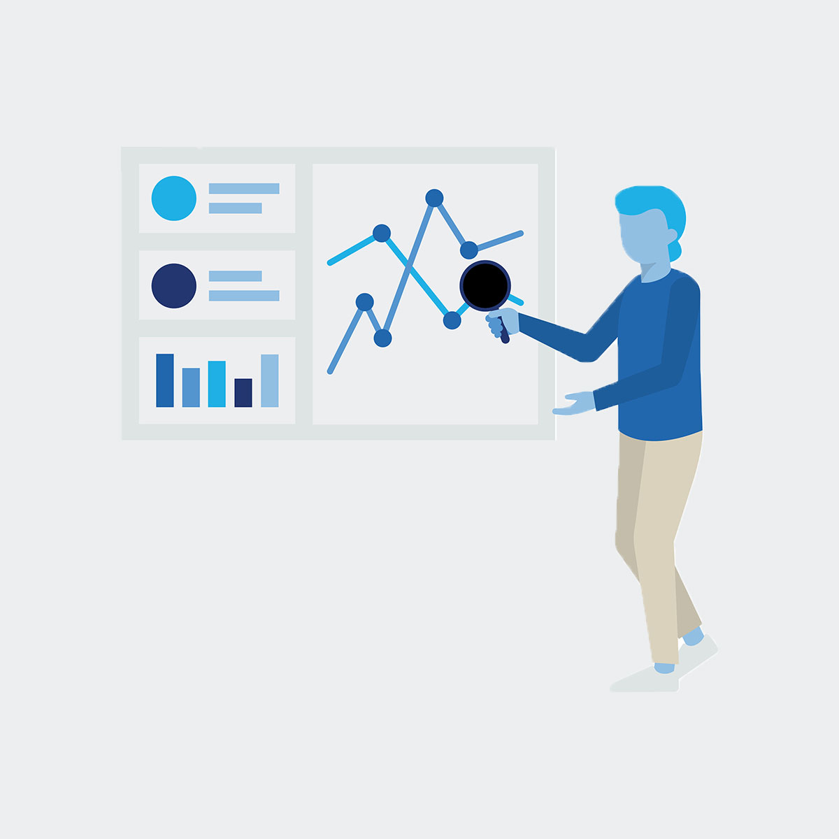 Person with a graph illustration