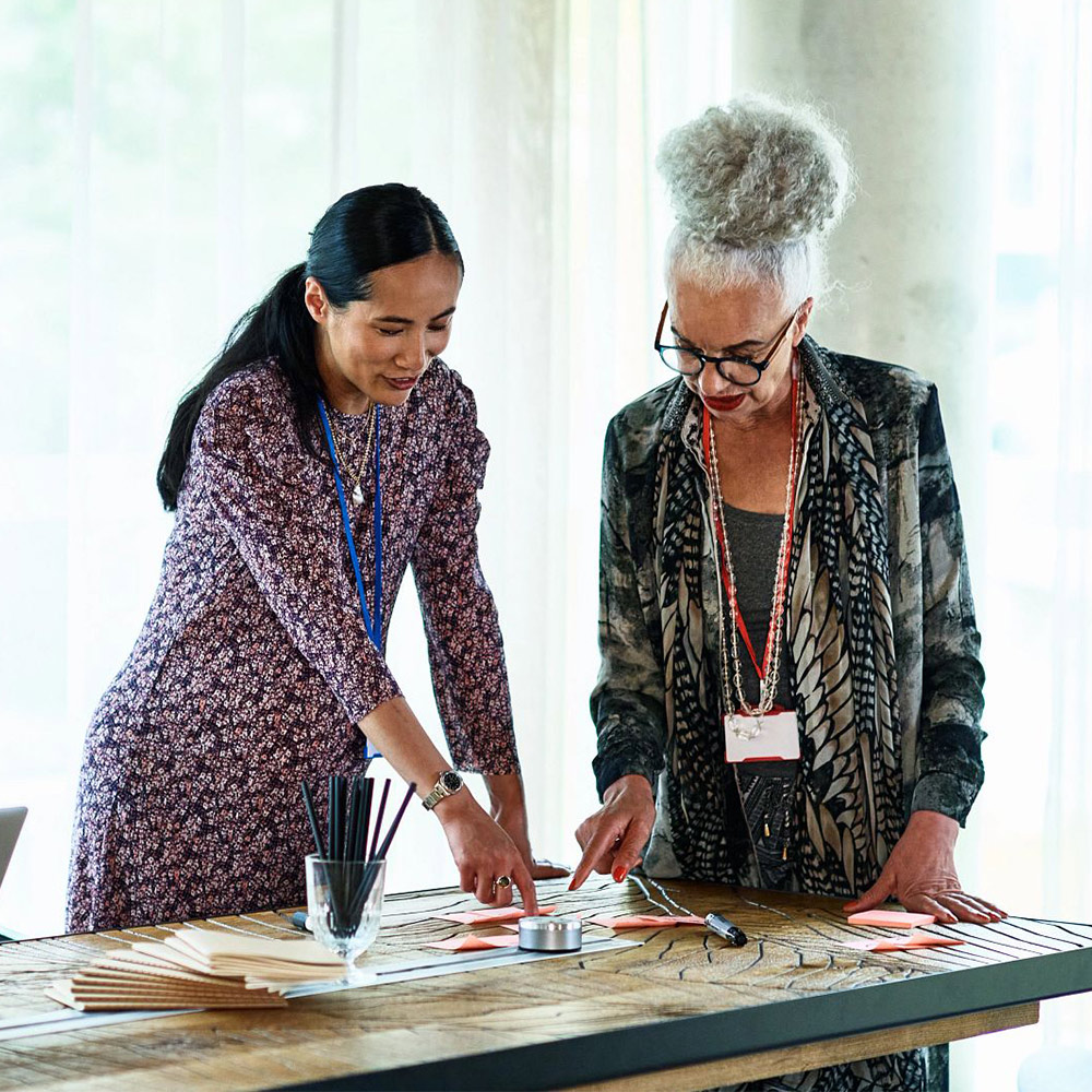 two women in a meeting