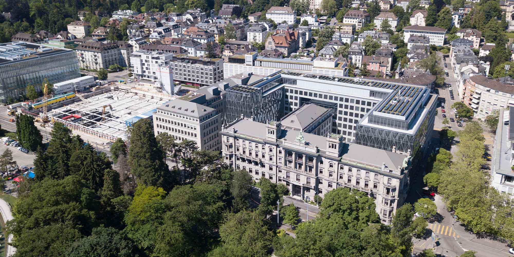 Quai Zurich Campus seen from the sky