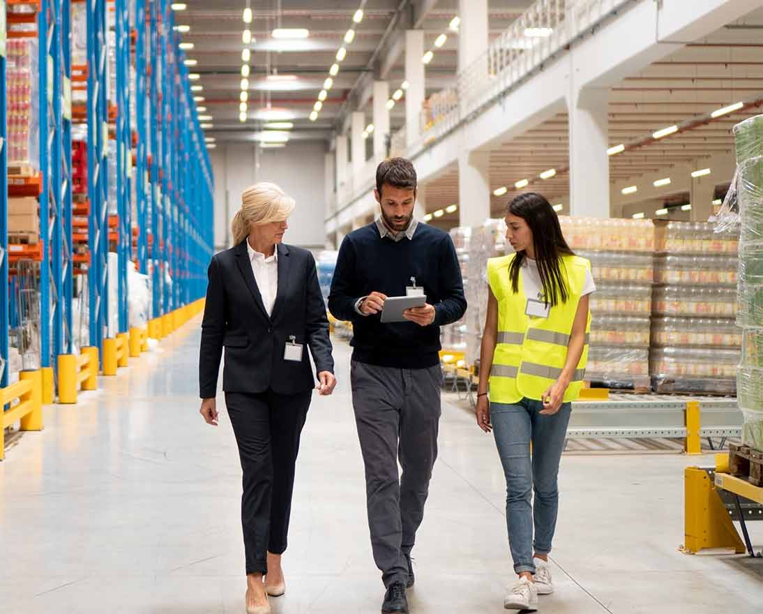 Managers visit warehouse